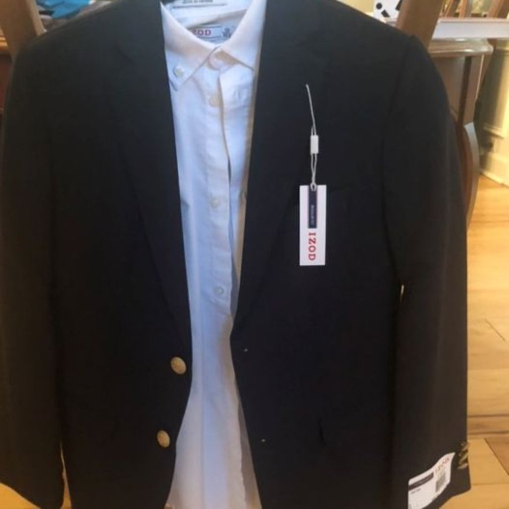 IZOD Boys Navy Blazer- Size 14 -NWT
